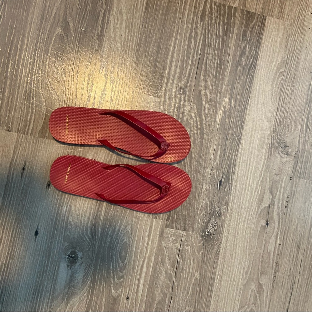 Tory Burch Vibrant Red Flip Flops - Picture 2 of 6